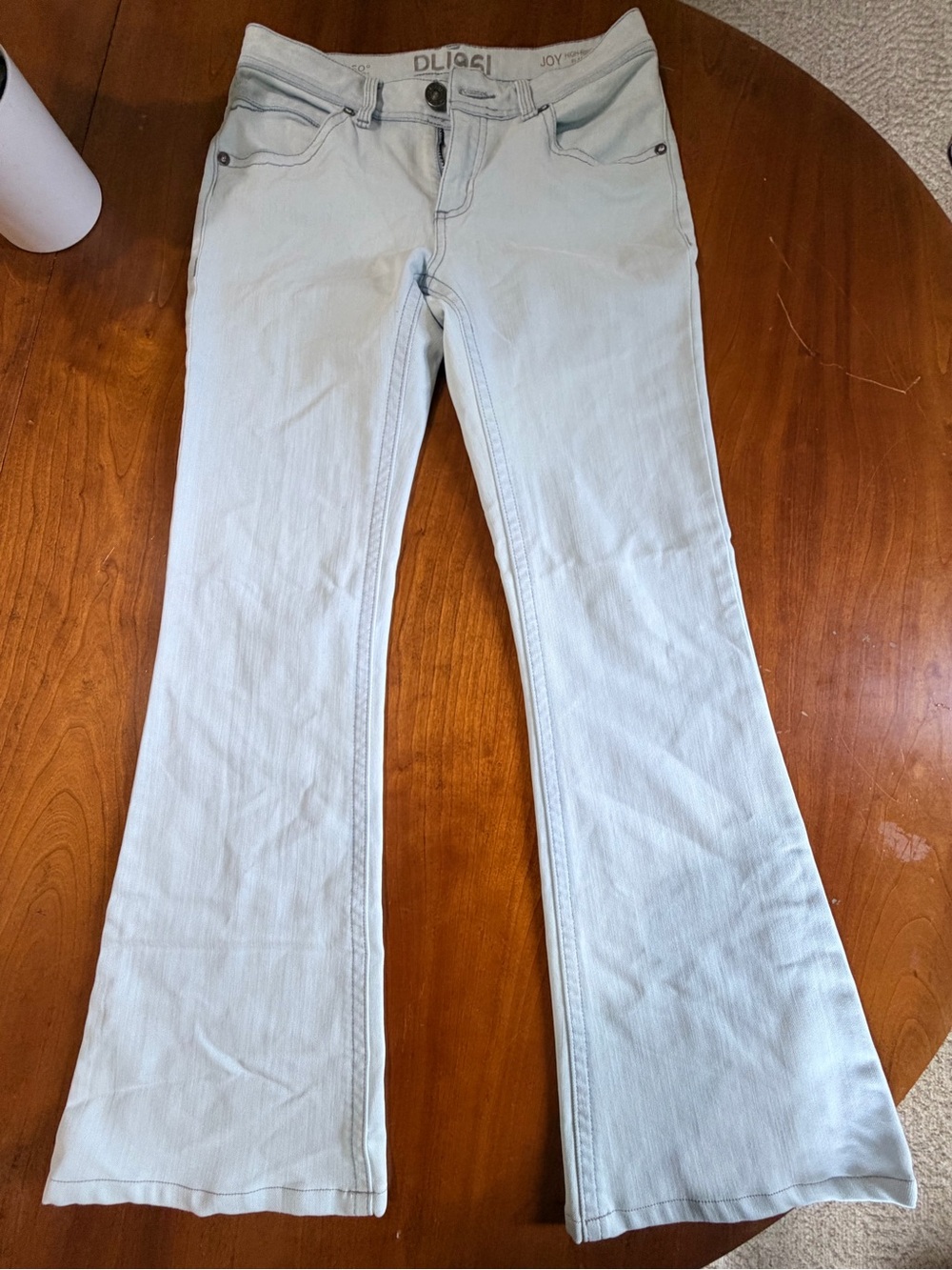 DL1961 Light Wash Flare Jeans in Pale Blue